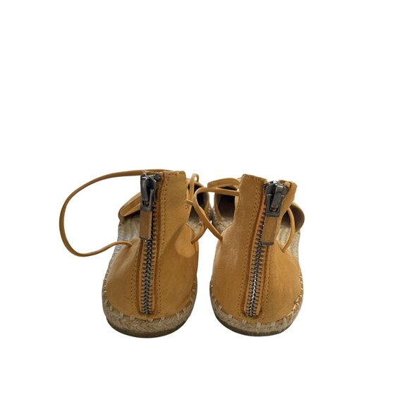 Eileen Fisher Women's Size 7 Tan Leather Espadrille Flats Back Zipper Closure - Picture 3 of 7